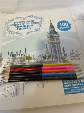 Wonders of the World Coloring Book for Adults - Blue/White